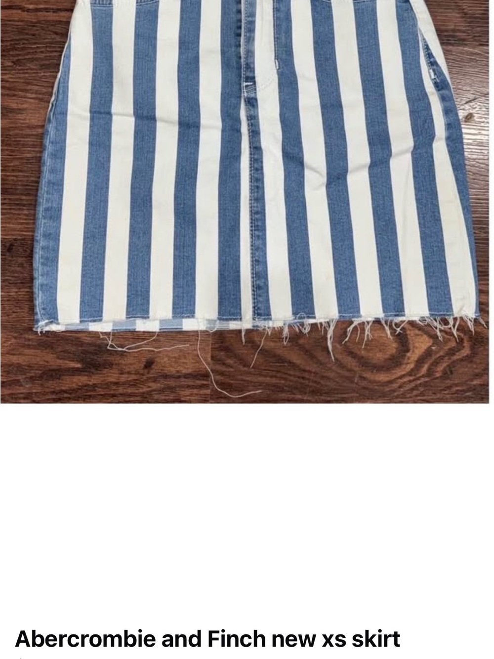 Abercrombie & Fitch Blue and White Vertical Stripe Denim Skort